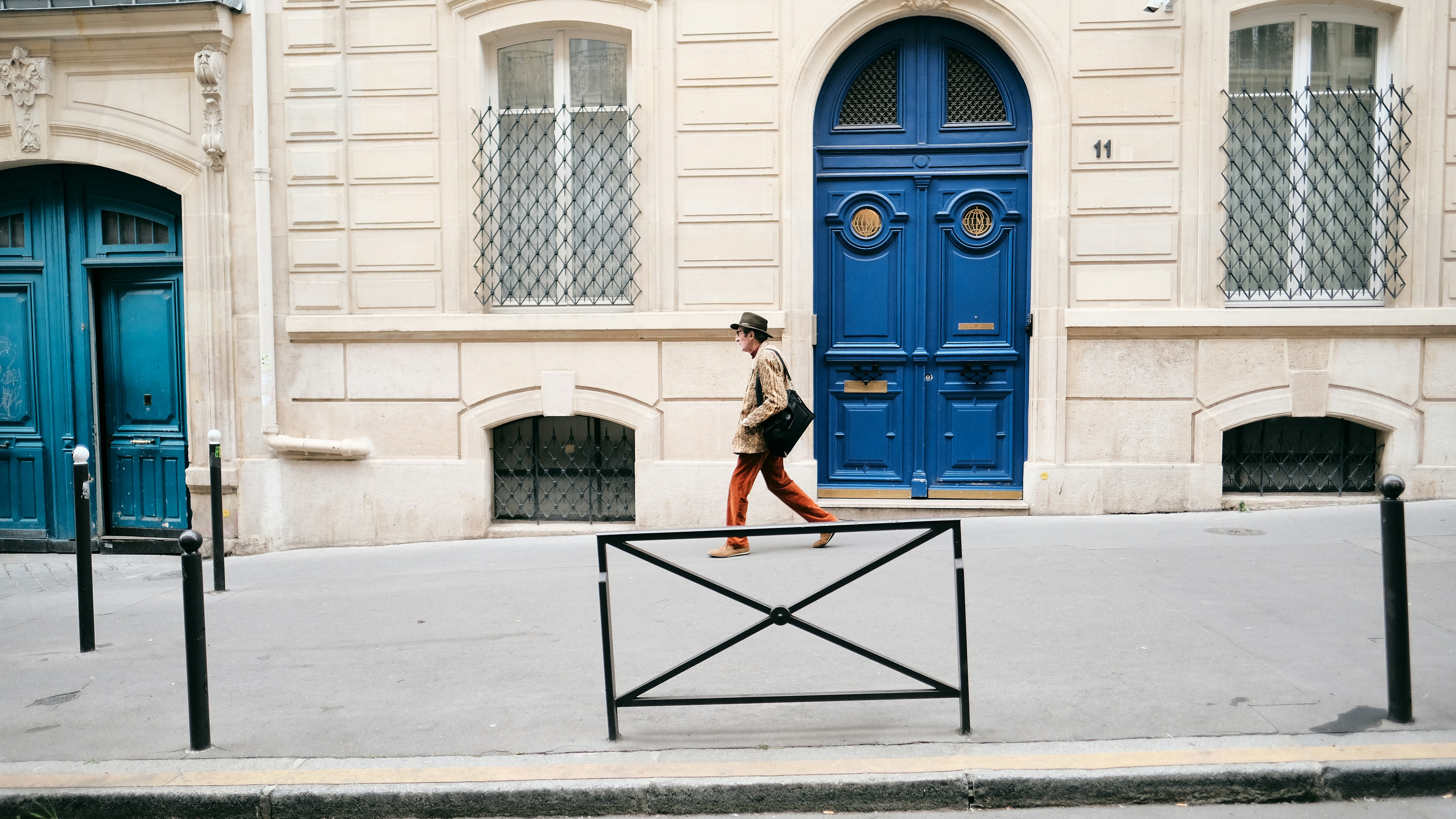 Fashionable Old man walking