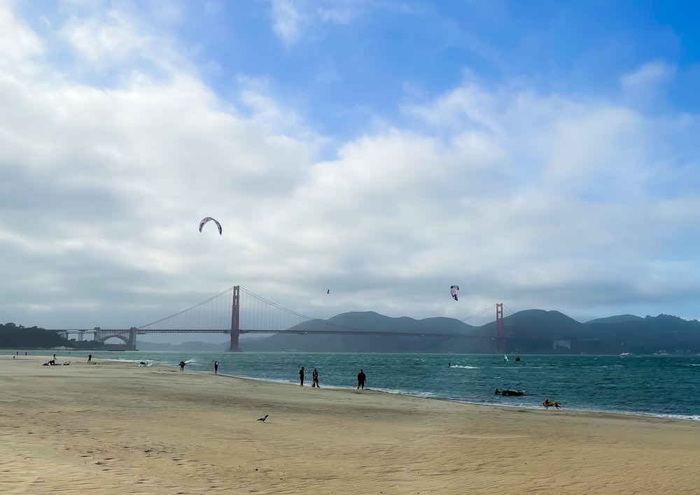 Gente caminando por la playa durante el día