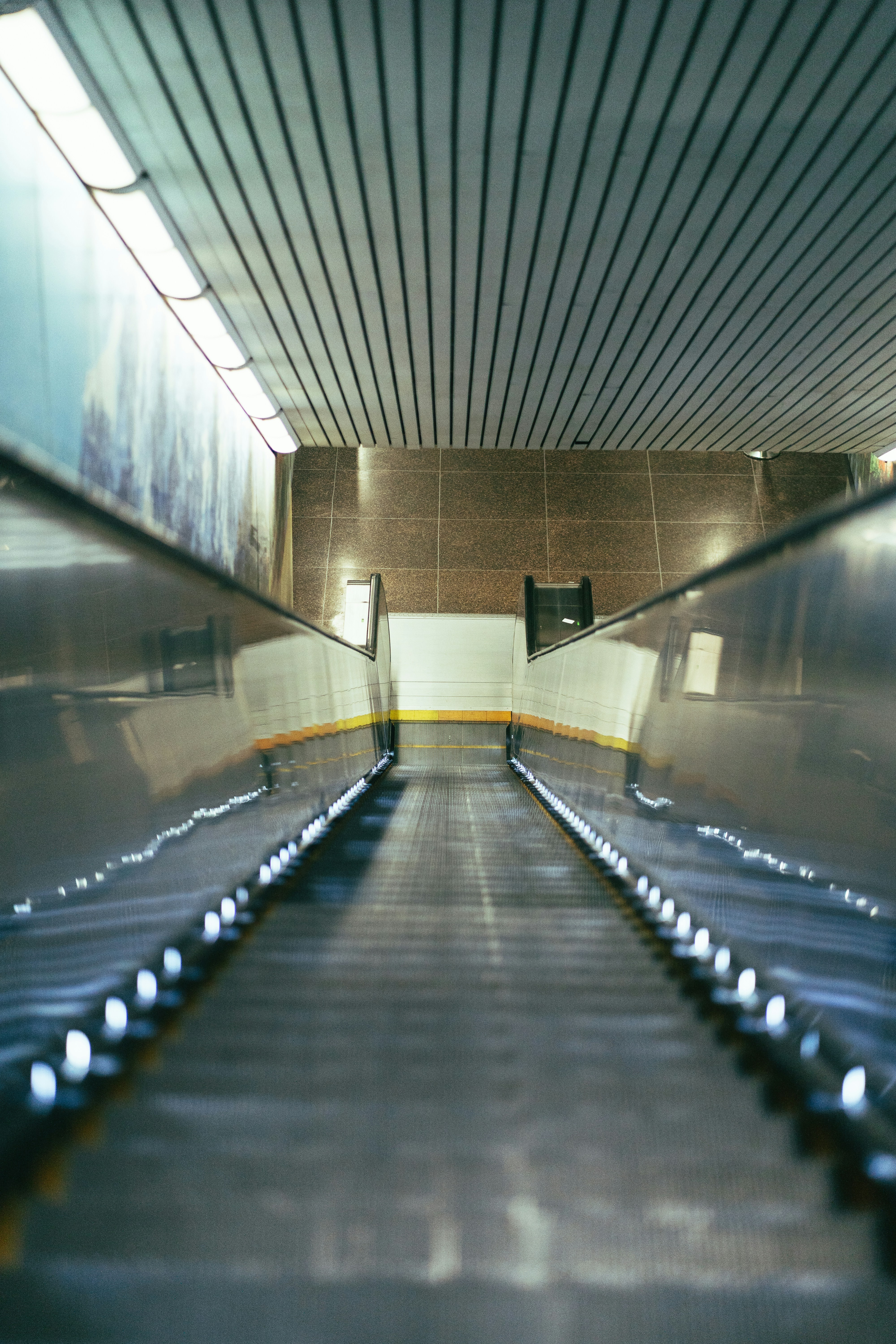 blue and white train station