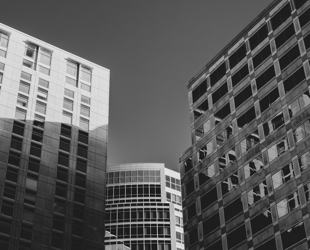 grayscale photo of concrete building