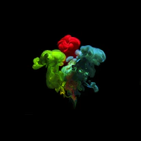 green blue and red smoke