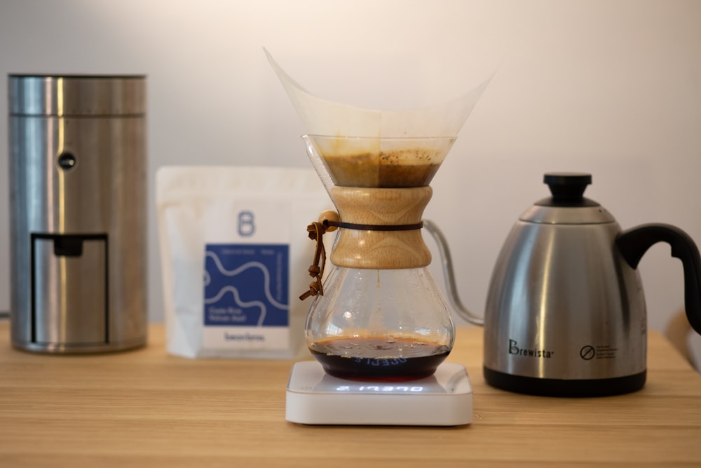 Premium Photo  Chemex for brewing coffeecoffee chemex pour over coffee  maker and drip kettle