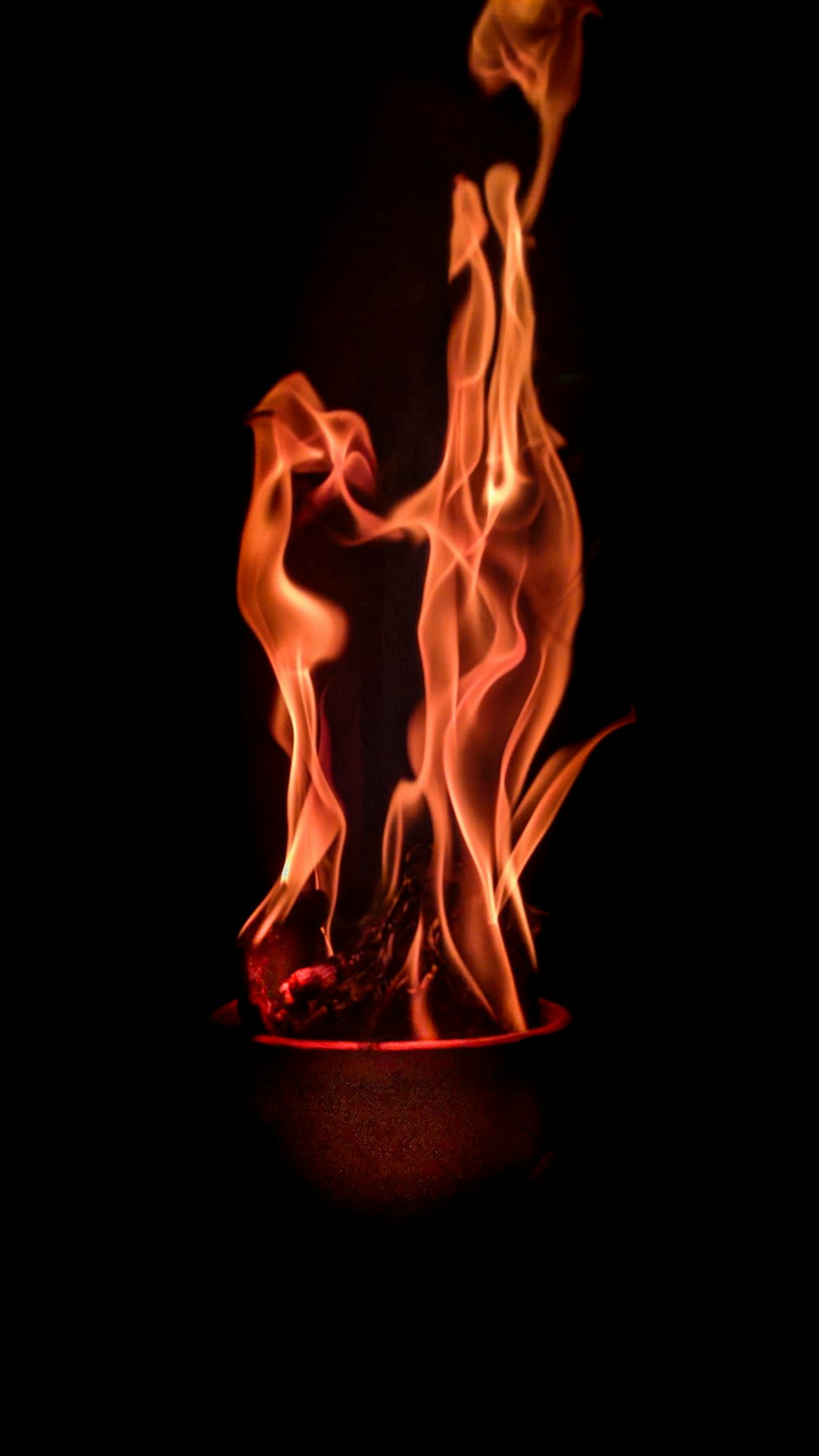 orange flame in black background