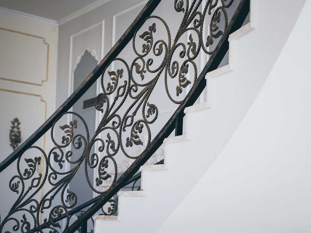 black metal spiral staircase railings