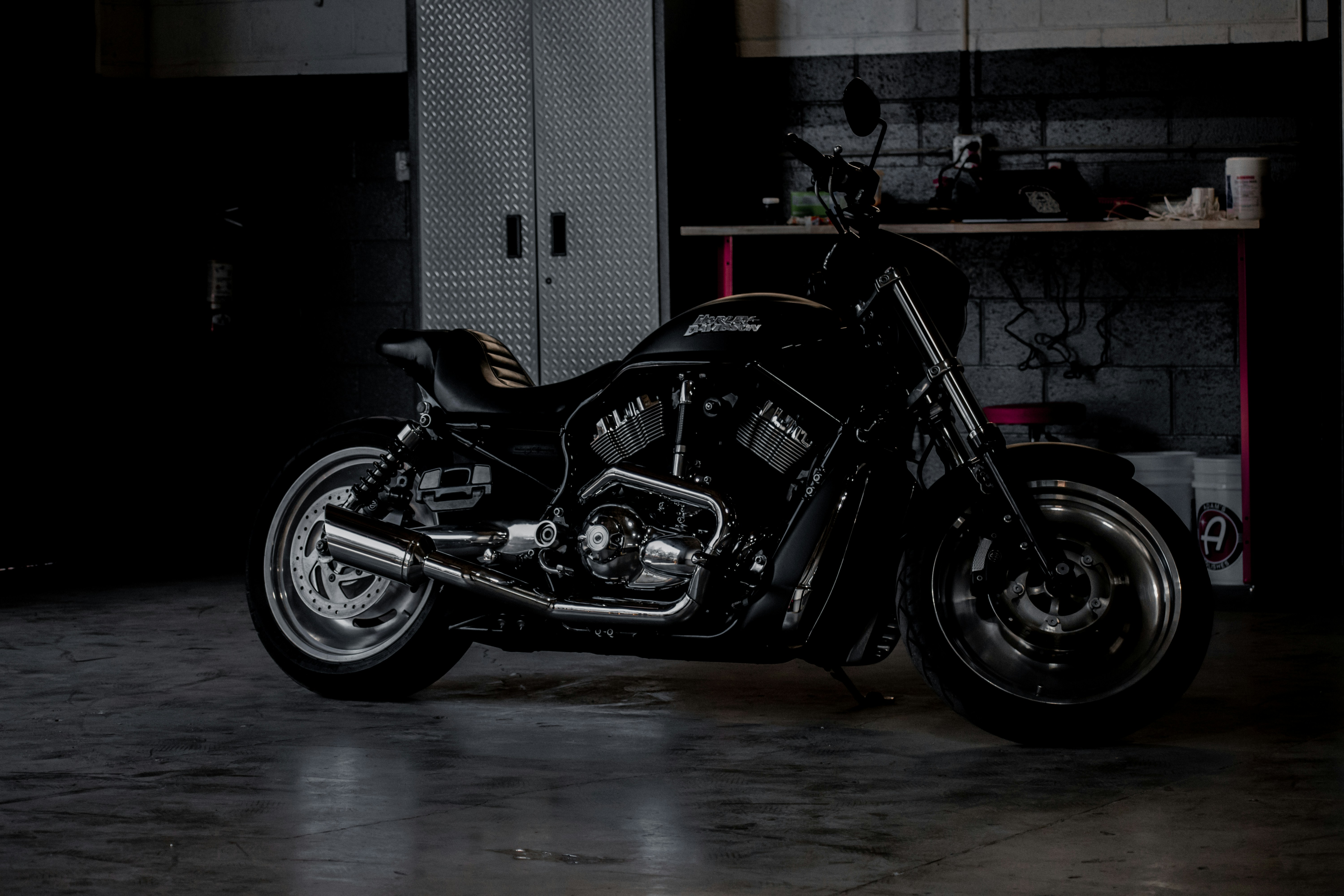 black and silver cruiser motorcycle