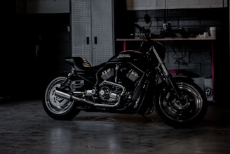 black and silver cruiser motorcycle