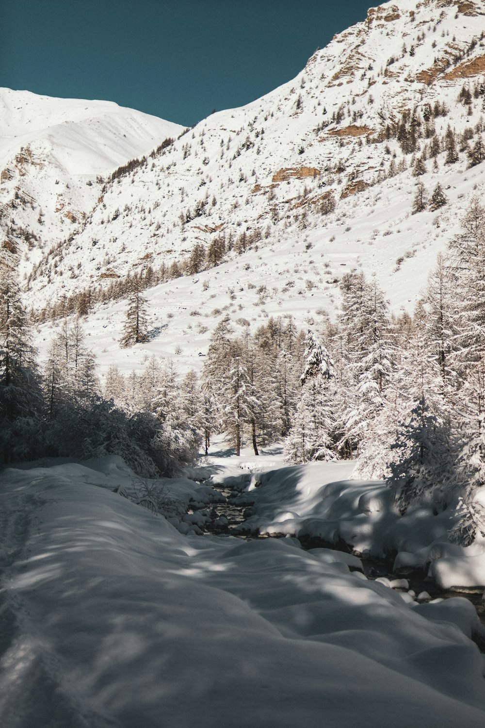 snow covered mountain during daytime