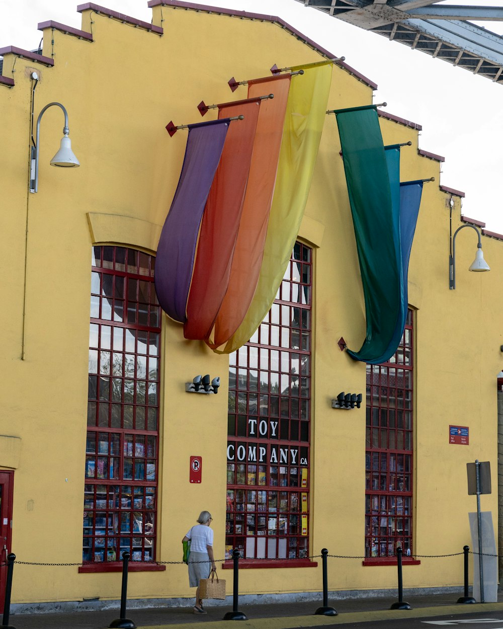 yellow green and red hanging lanterns