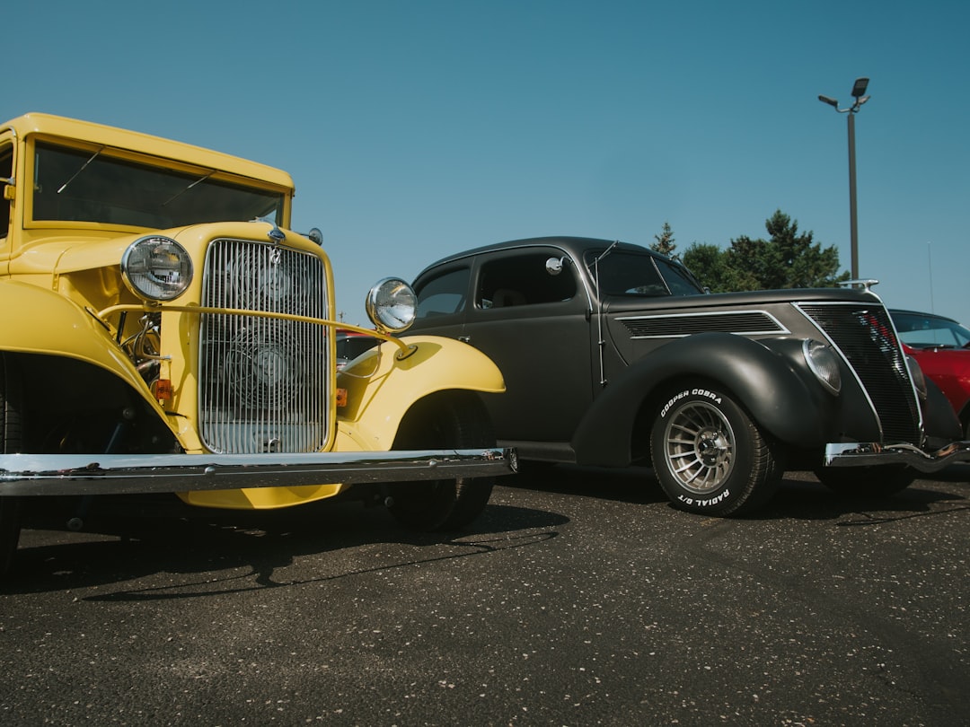 black and yellow vintage car