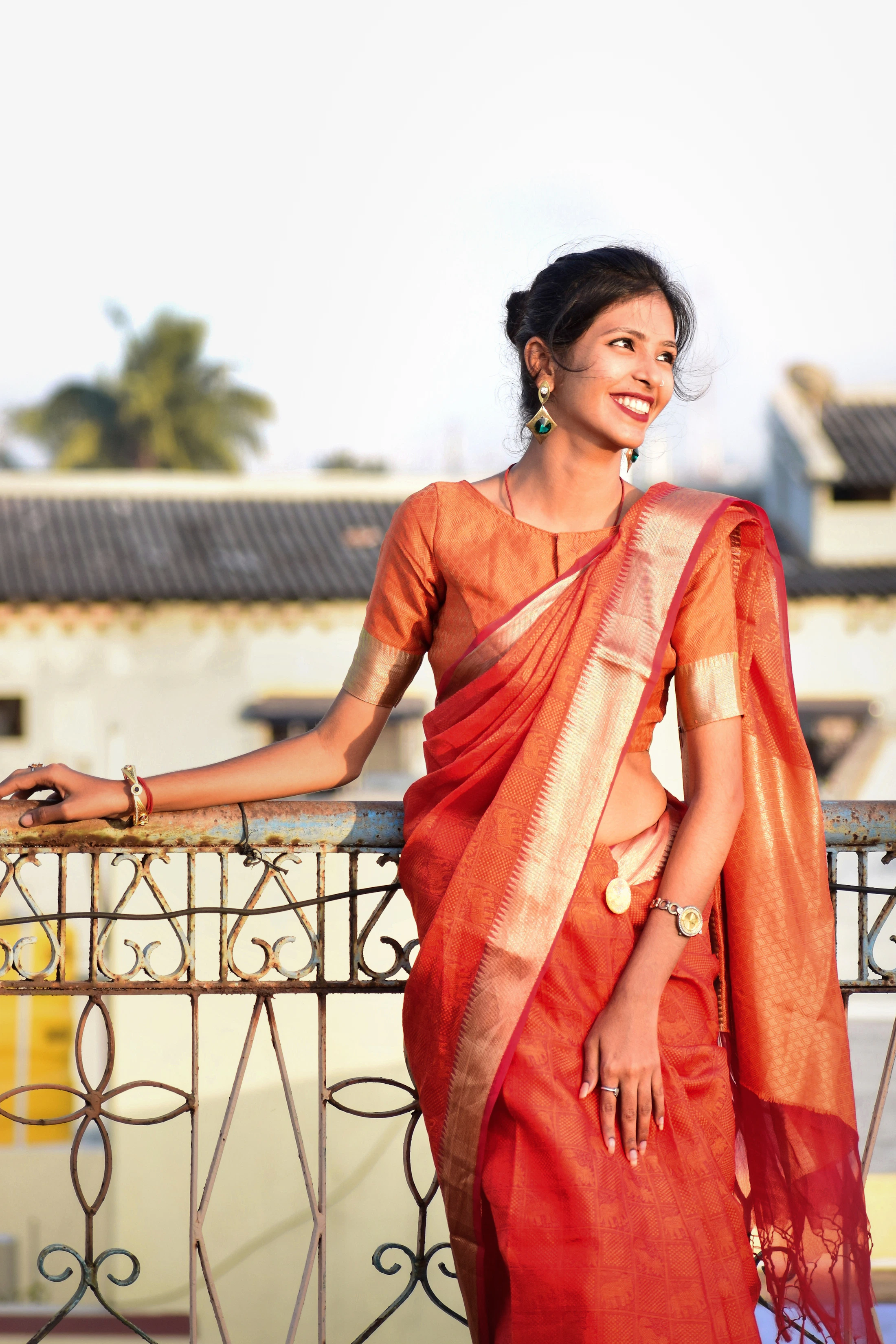 A festive Indian saree with beautiful detailing