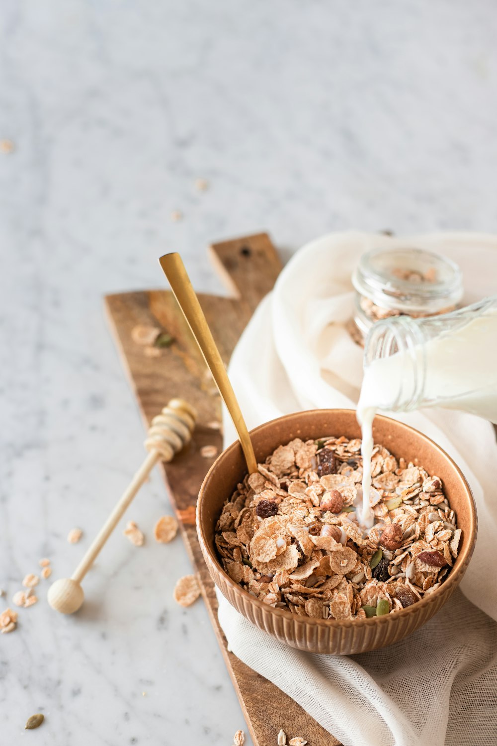 brown wooden bowl with brown powder