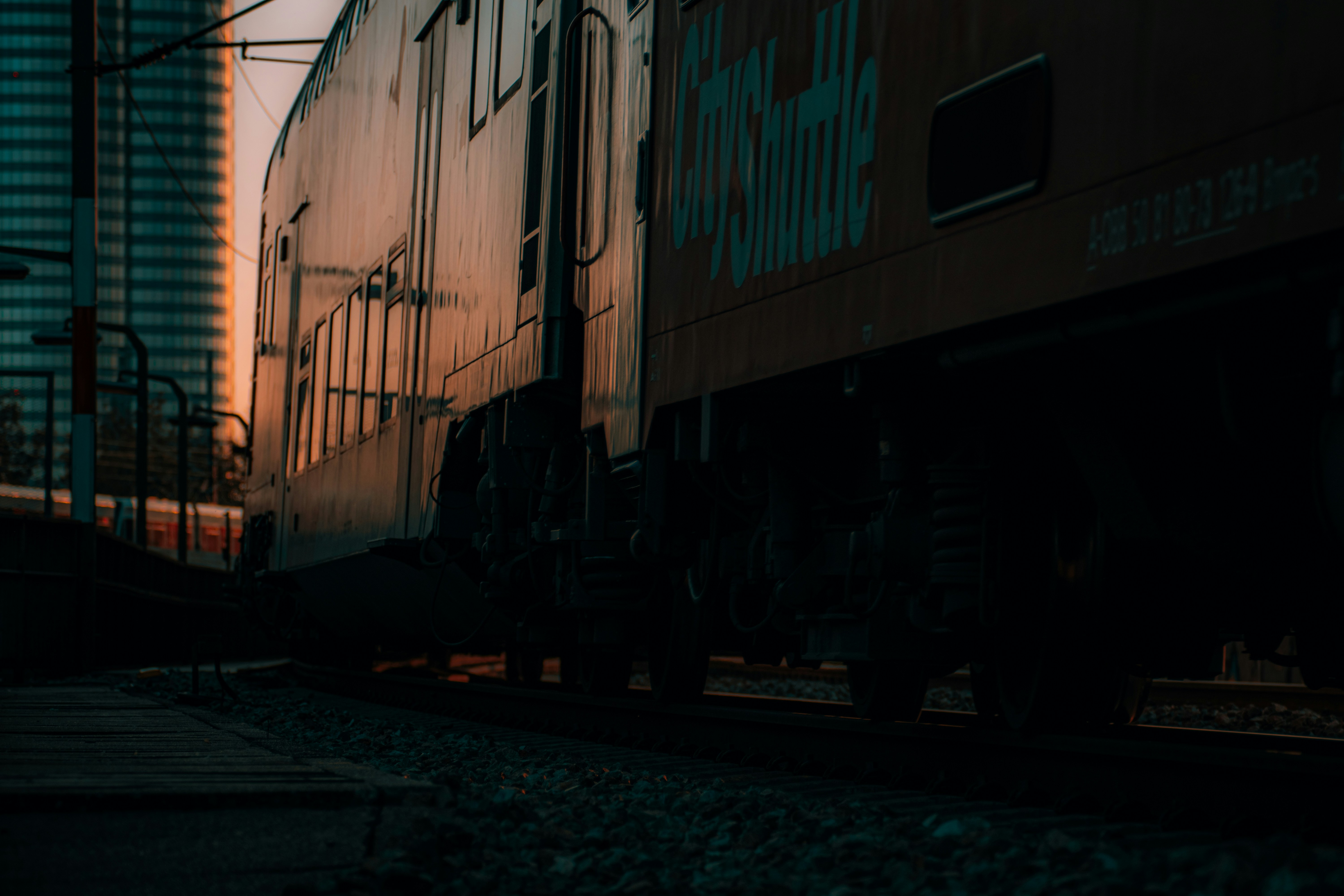 white blue and red train