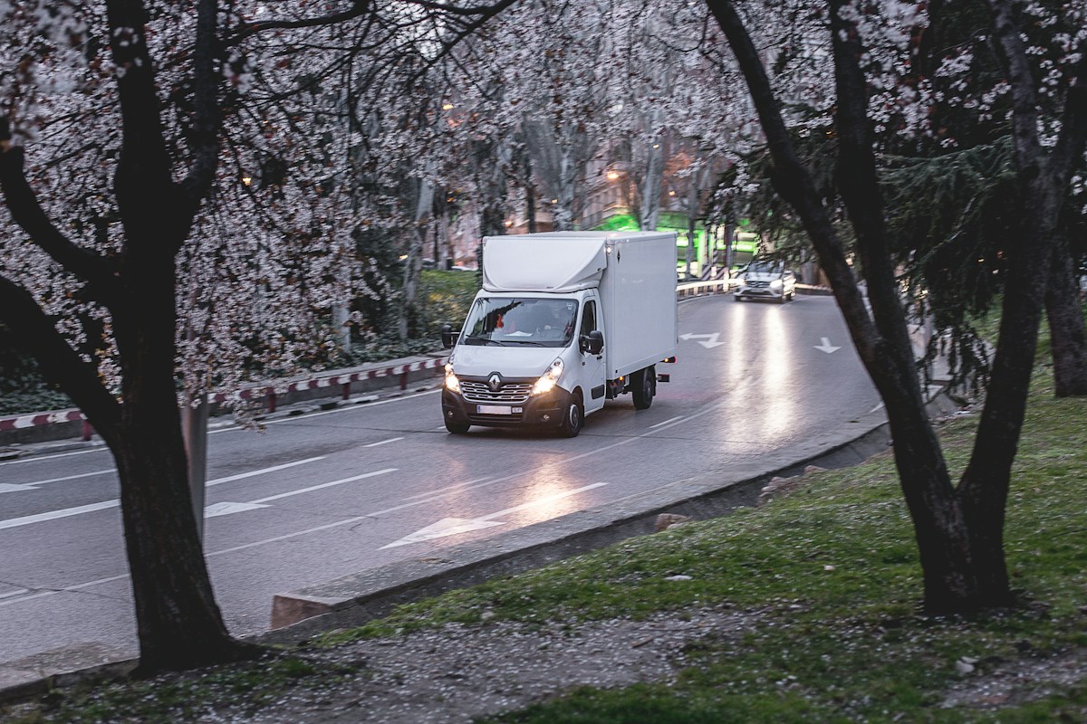 Delivery van on a rural road