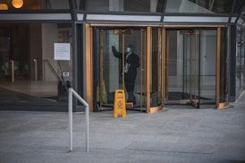 yellow caution wet floor sign