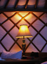 brown table lamp on brown wooden table