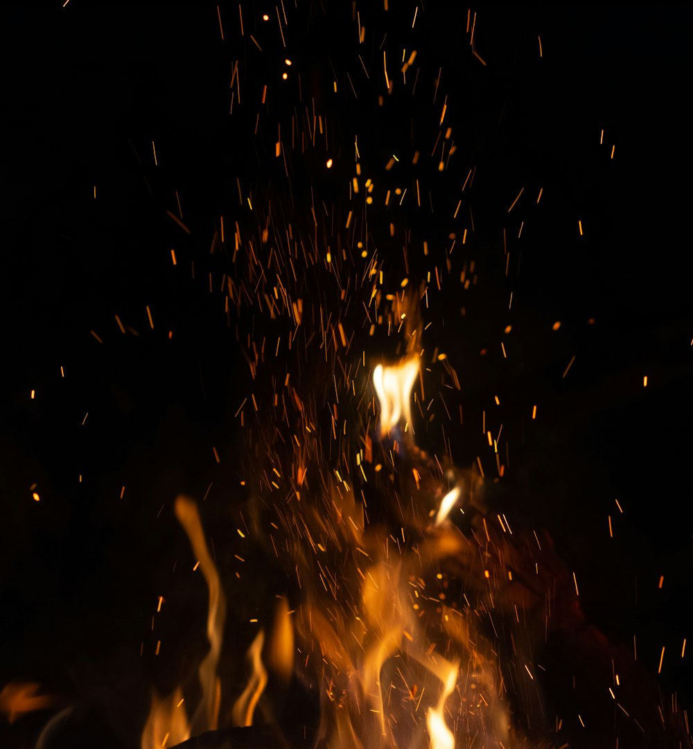 fire in the sky during night time