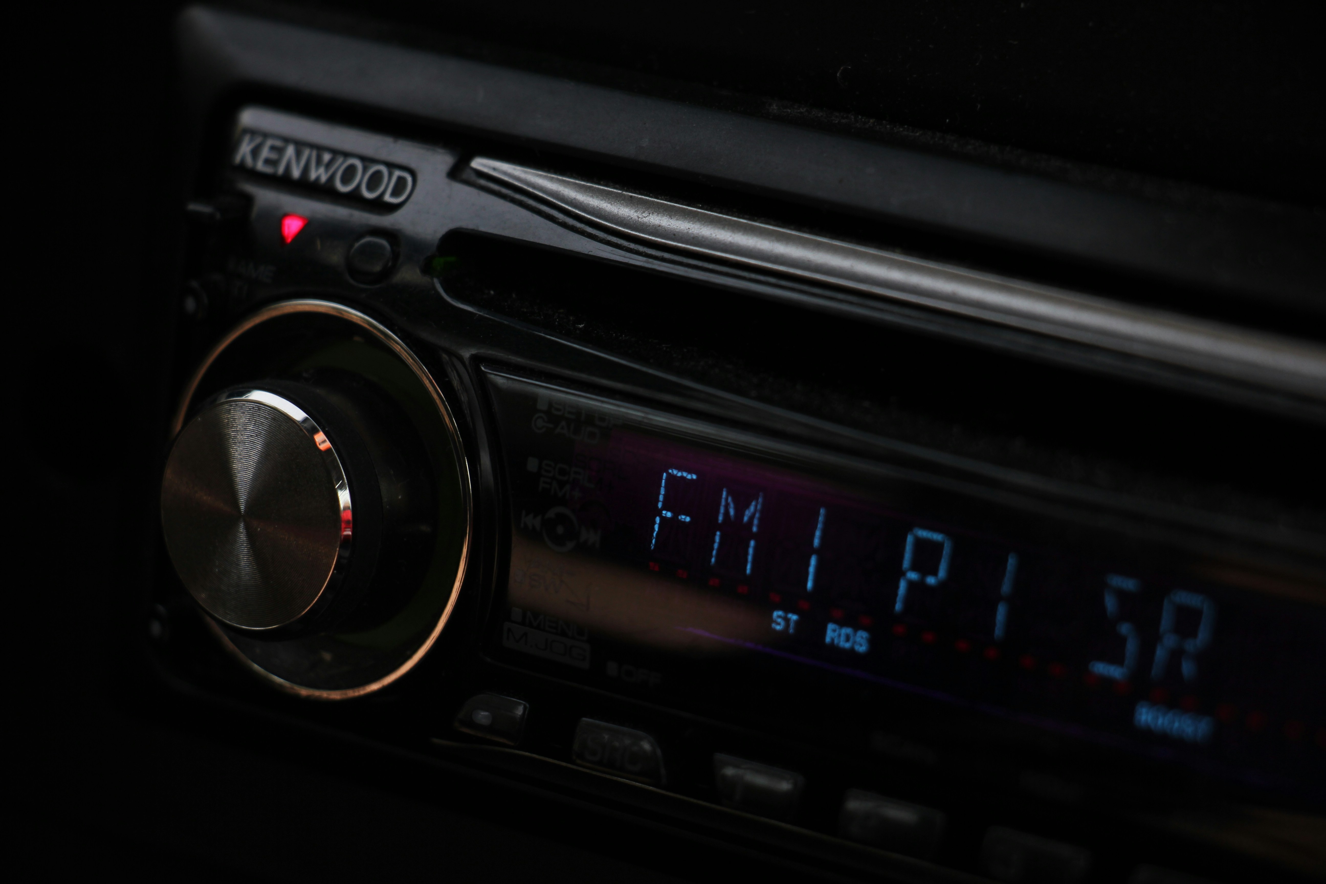 Kenwood car stereo unit with illuminated controls