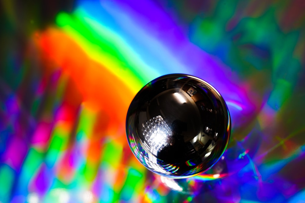 silver ball with multi color background