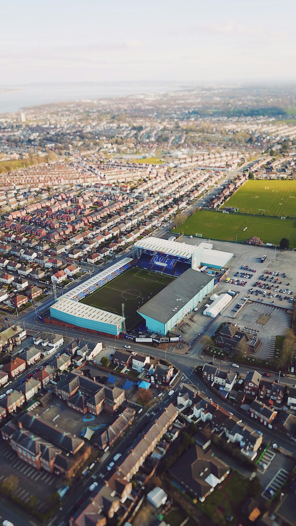 aerial view of football stadium during daytime