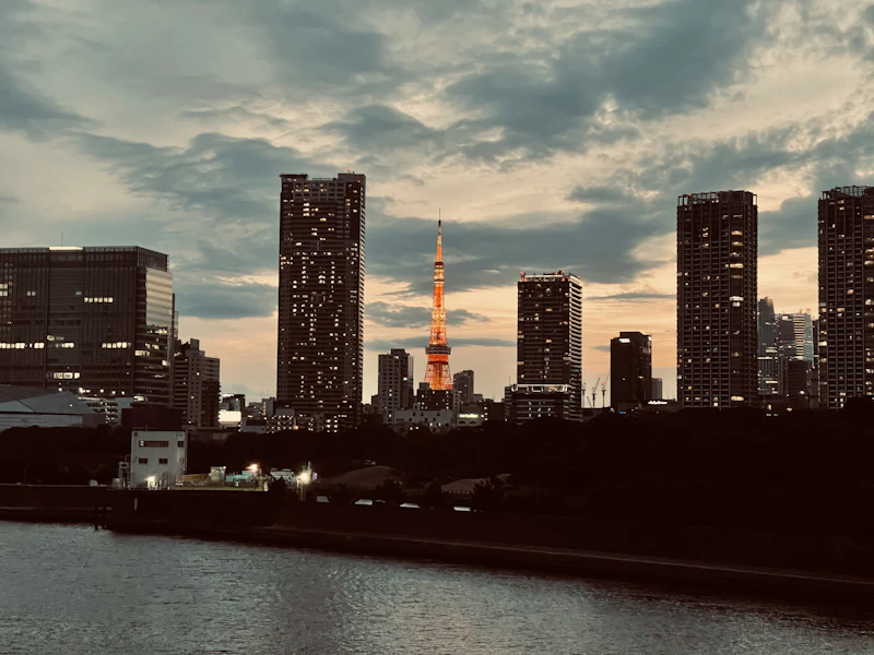 Tokyo skyline at golden hour