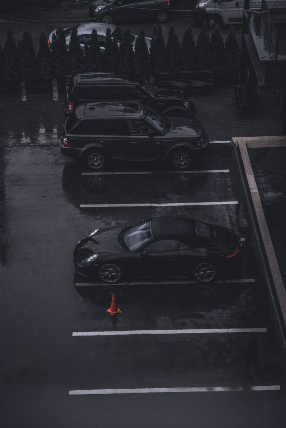 black car parked on parking lot