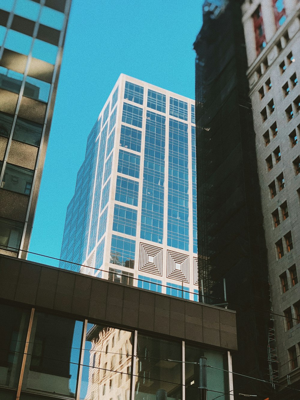 blue and white concrete building