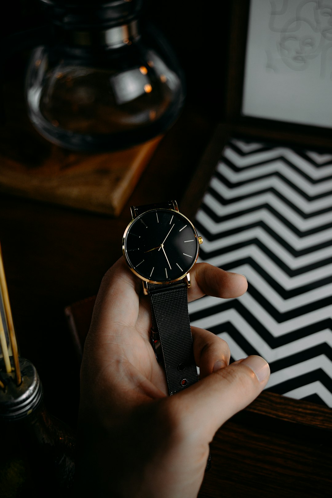 black and silver analog watch