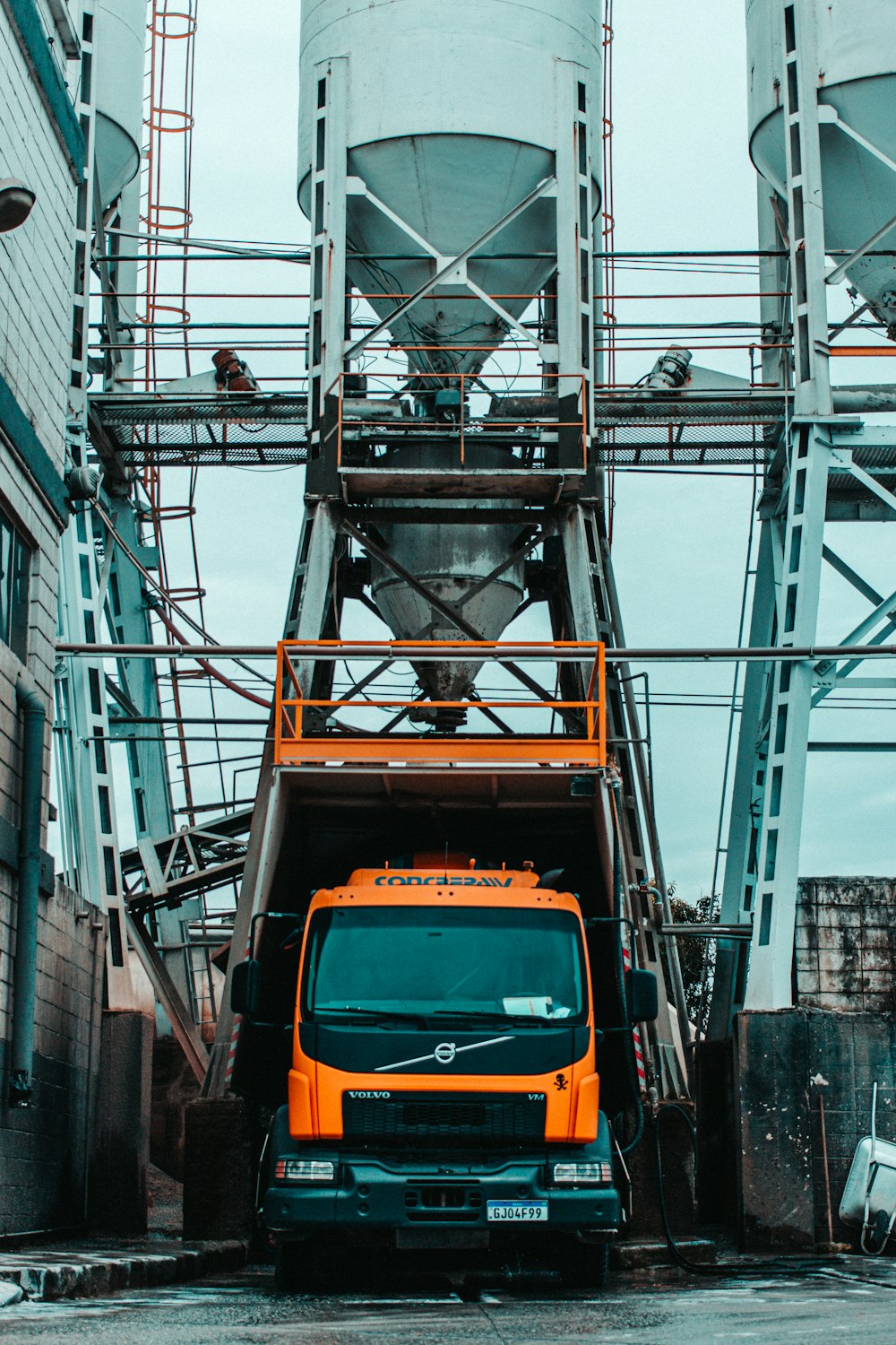 orange car on the road