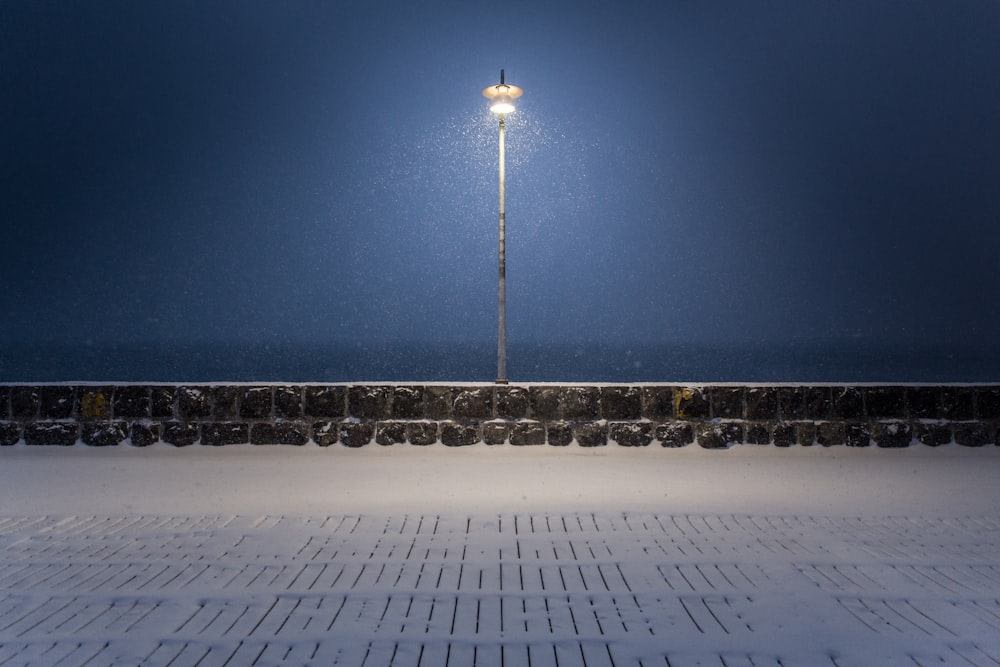 white and black street light during night time