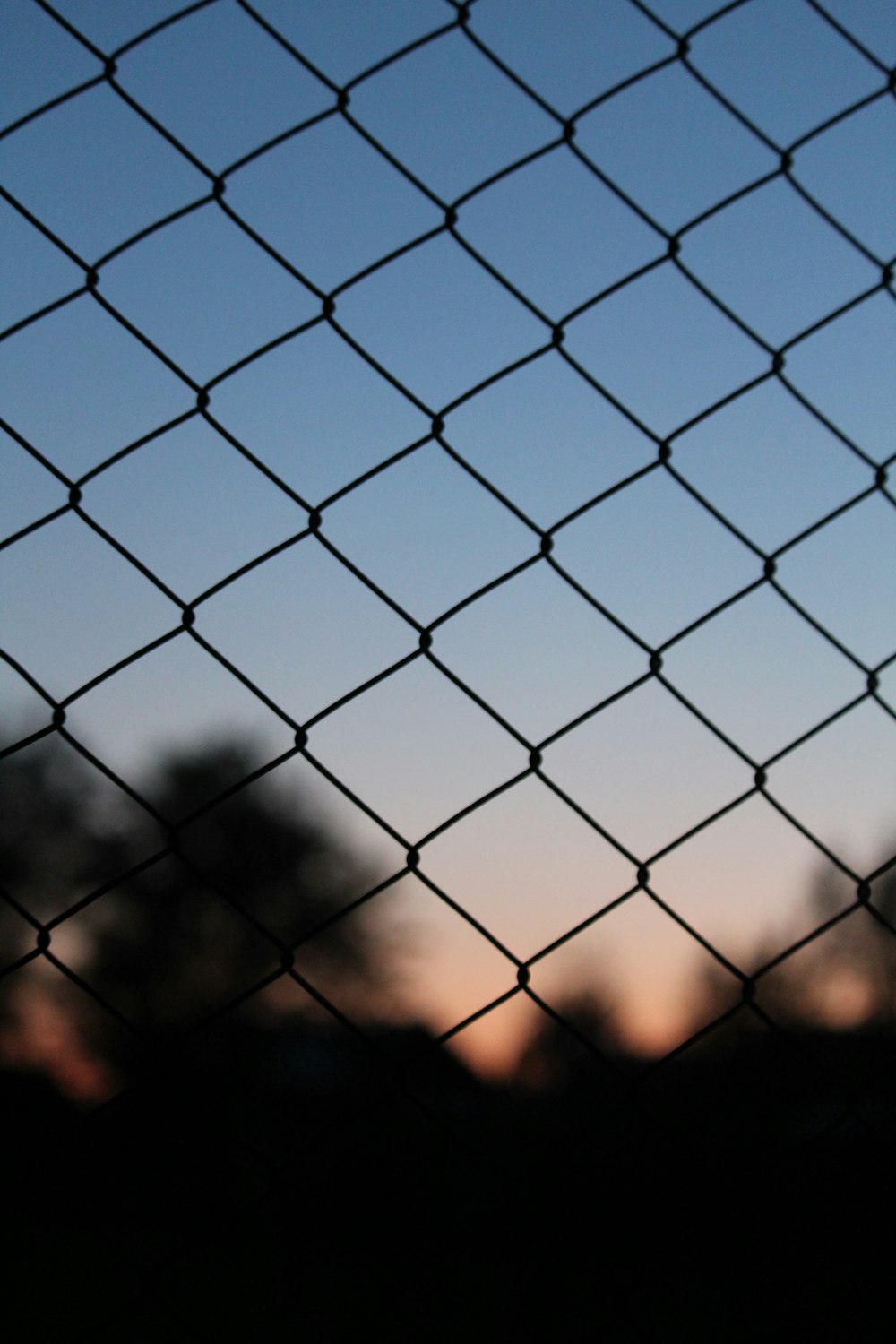 grey metal fence during sunset