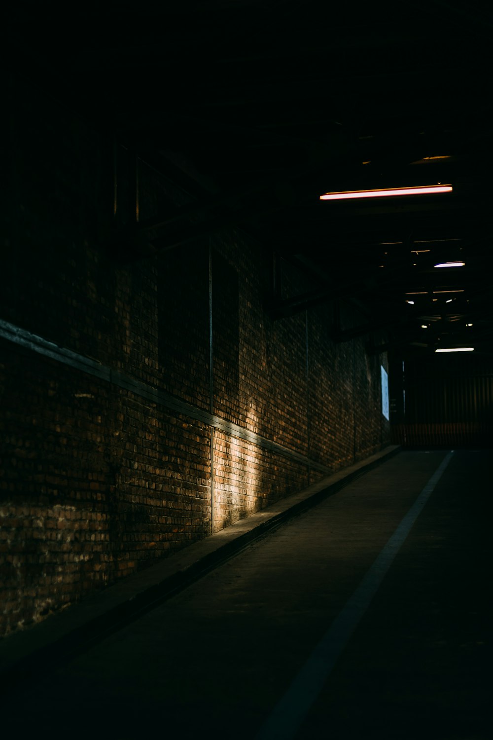 brown brick wall with light