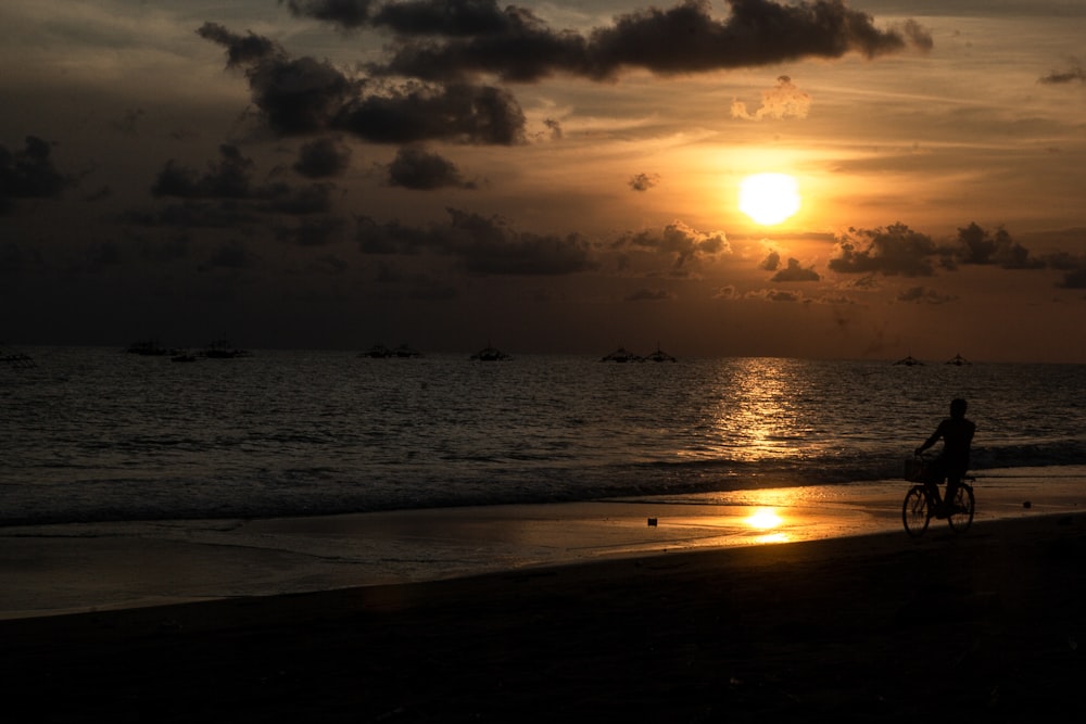 body of water during sunset