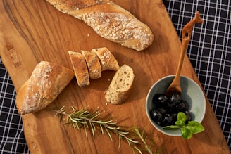 bread on brown wooden chopping board