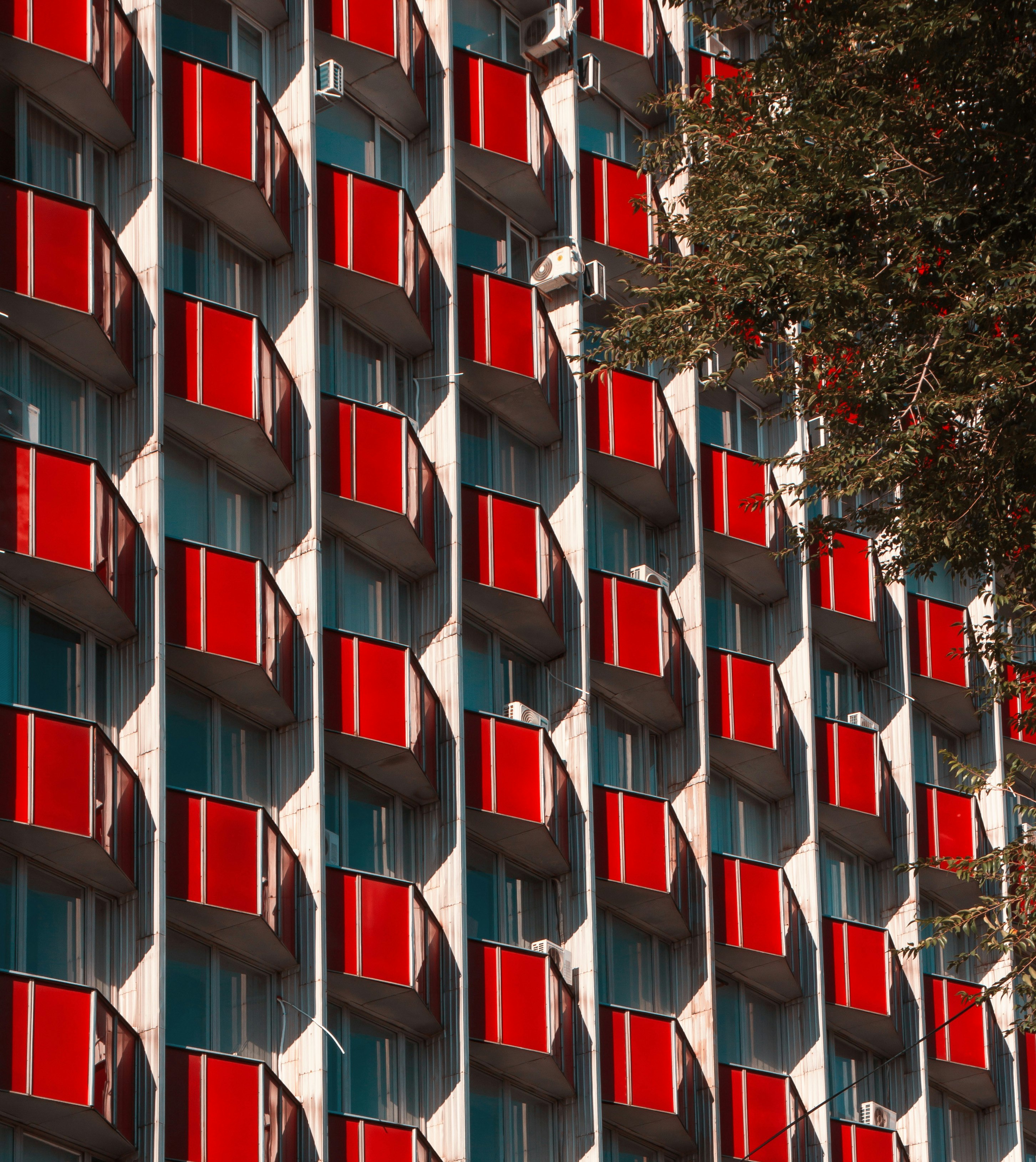 red and white concrete building