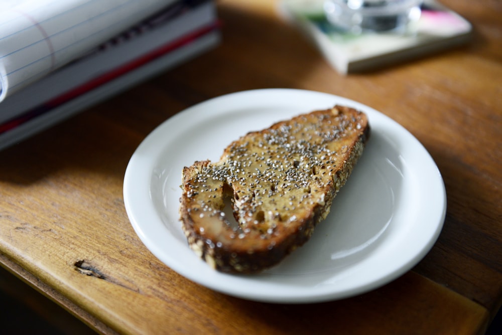 brown bread on white ceramic plate