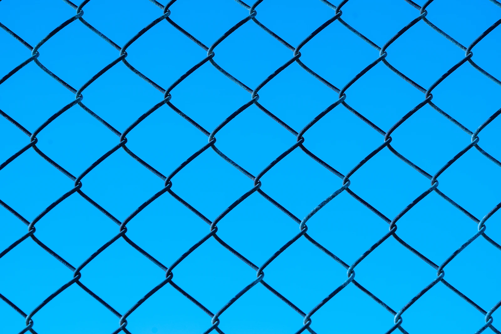 Chain link fence enclosing a side yard