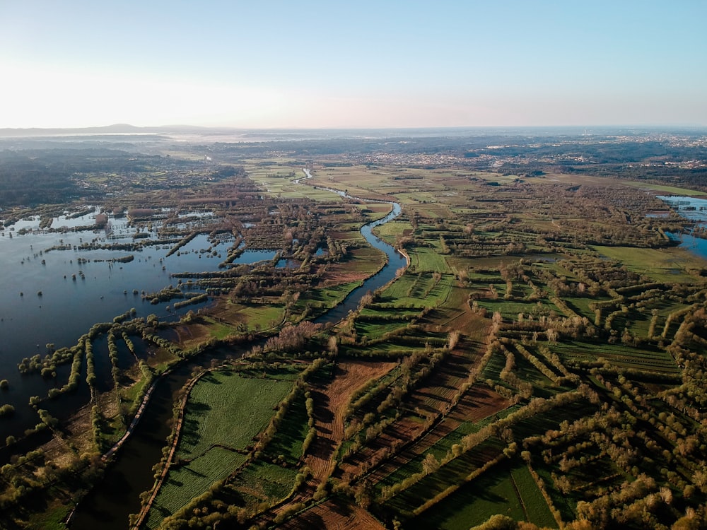 aerial view of green field during daytime