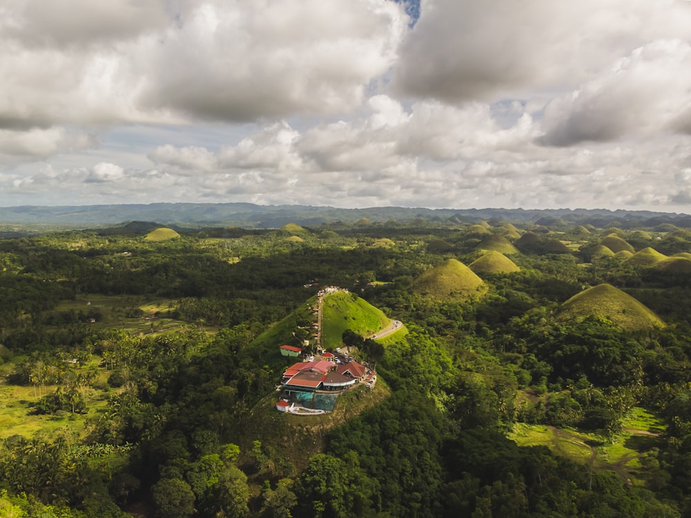 aerial view of green trees under cloudy sky during daytime