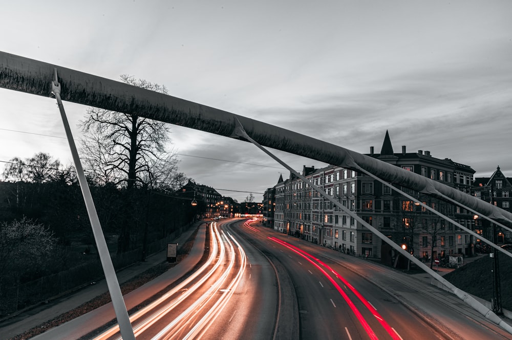 time lapse photography of cars on road during night time