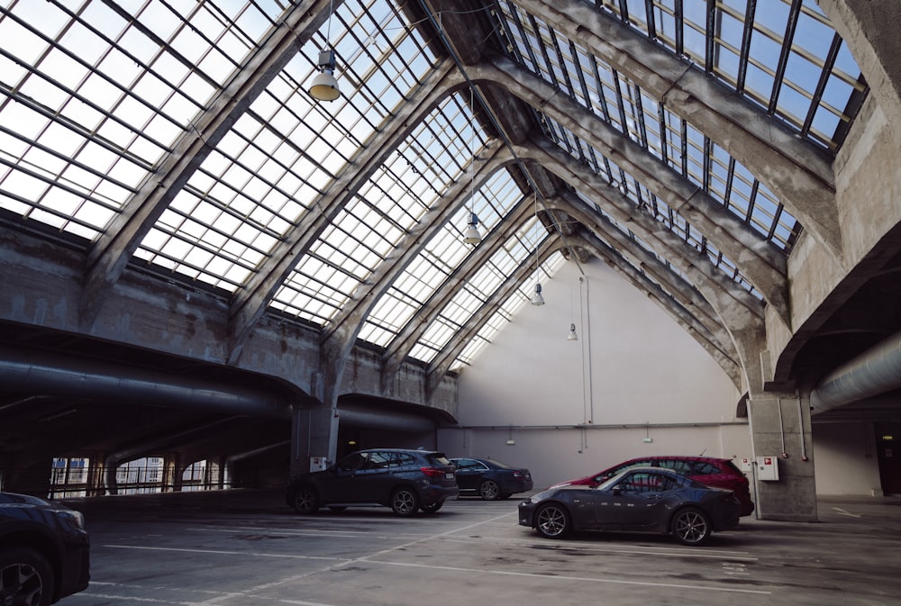 cars parked in a building