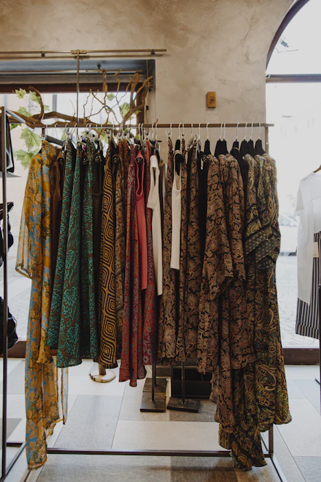 Brown and green floral robe batik