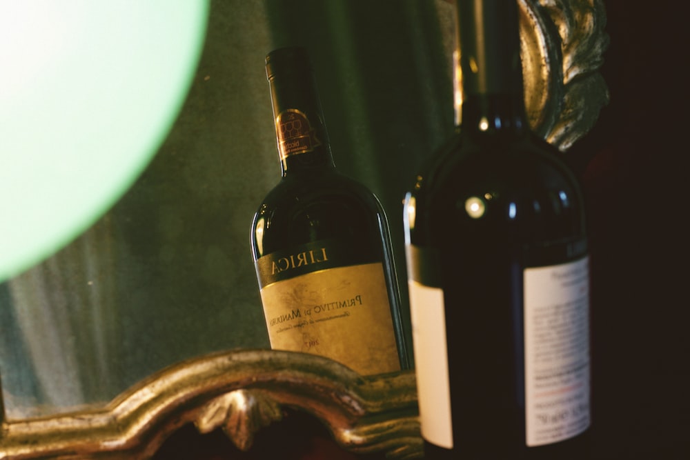 white labeled bottle on brown wooden table