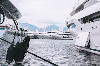 white yacht on dock during daytime