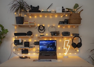 macbook pro on white table