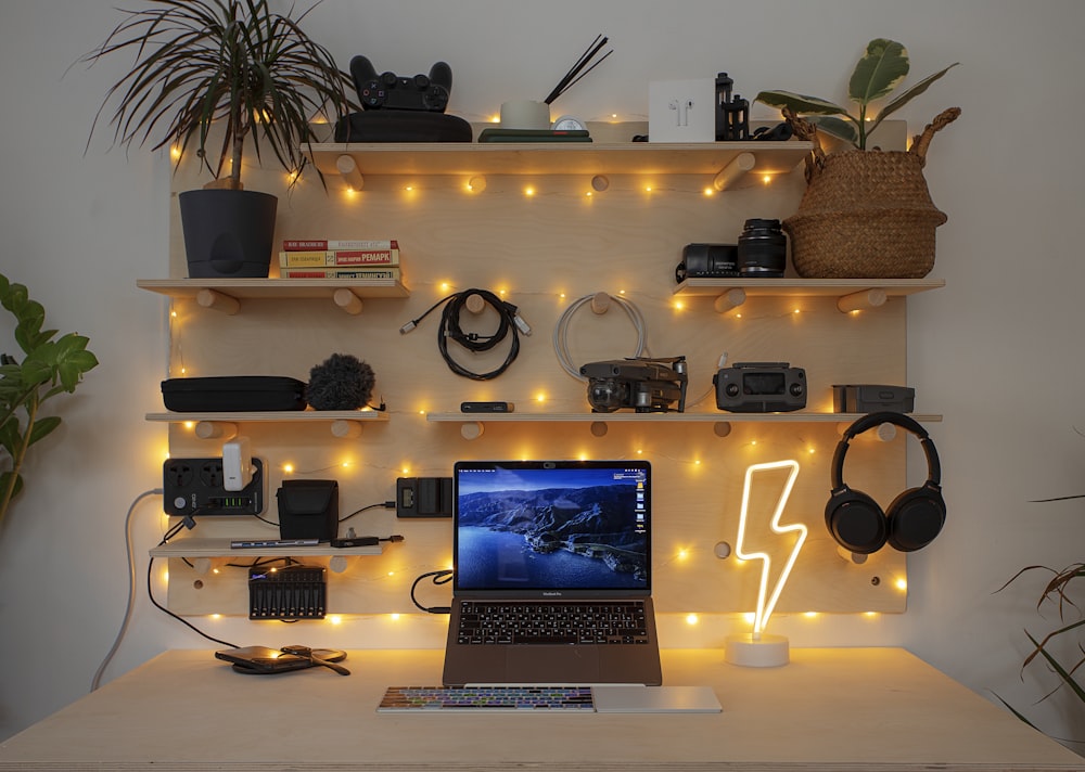 macbook pro on white table