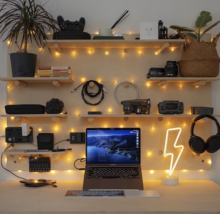 macbook pro on white table