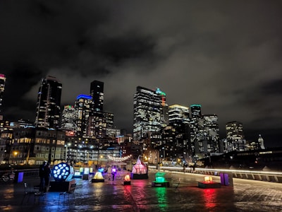 A vibrant cityscape illuminated by AI-powered innovations.