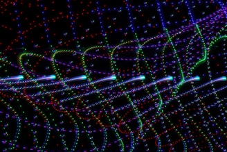 Abstract pattern of colorful light beams representing nanotechnology.