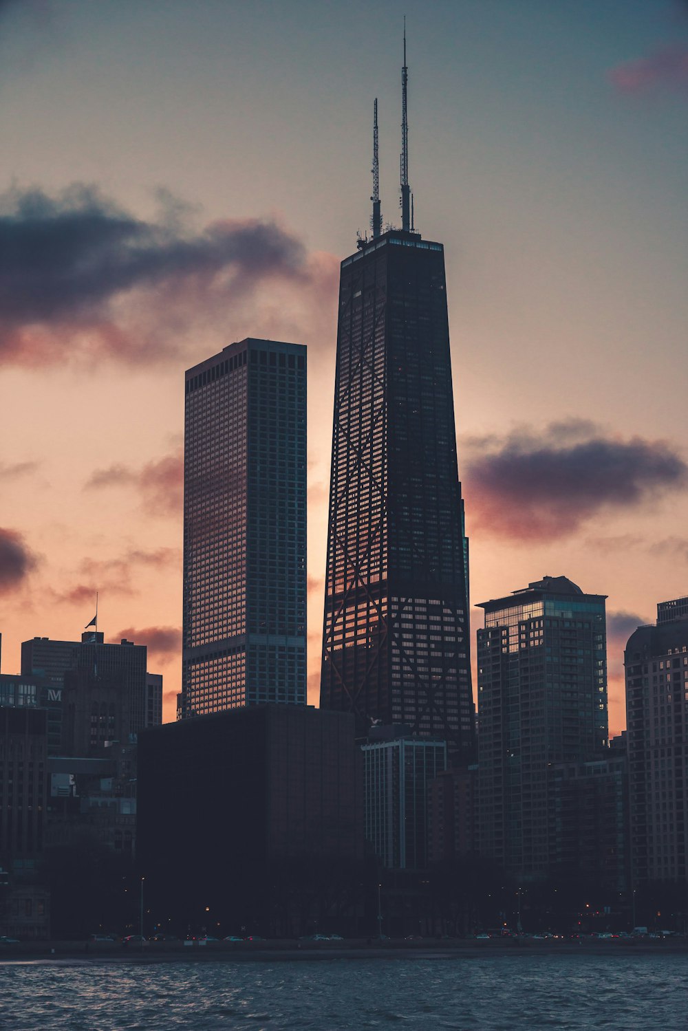 high rise building during sunset