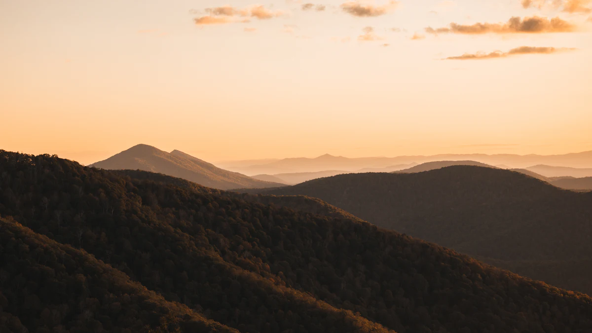 Sunrise over layered ridges of the Blue Ridge from Arnold Valley Overlook